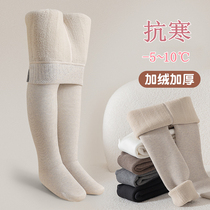 Girl Beats Bottom Pants Autumn Winter Plus Suede Thickened childrens pure cotton cashmere baby Even pantyhose CUHK child stomatpants
