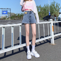 High-waisted Net red denim shorts womens summer 2021 New loose wide legs thin a hot girl hot pants tide