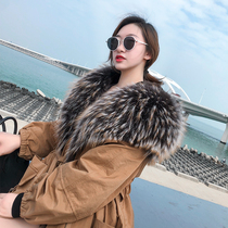 dearyan 2021 autumn and winter new fur collar neutral tooling wind long raccoon parker clothing women
