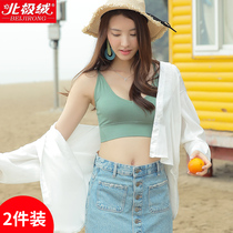 Beauty back harness mesh Red bursting Breasted Bra Student Girl girl No steel ring wrapped in chest lap for a little vest