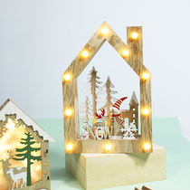 Linger Nordic Christmas decorations chimney small house glowing cabin desktop Christmas decoration ornaments