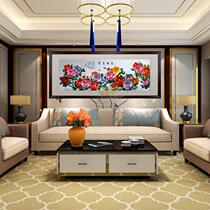  Su embroidery finished living room painting decoration hanging painting embroidery peony brand new upgrade silk thread blooming wealth