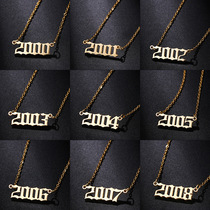 New Year Digital Necklace Women Fashion Stainless Steel Collarbone Chain Accessories Woman Birthday Gift Portage Plated