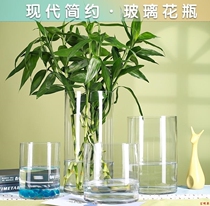 Flood Straight Lilies Rich Bamboo Transparent Glass Vase Fishbowl Cylindrical Vase