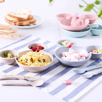 Wheat straw baby dinner plate childrens tableware creative Mickey home cute split plate breakfast plate Bowl set