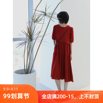 18 Mm heavy silk round neck short sleeve loose loose commuter exclusive red dress new female new beauty warehouse limit