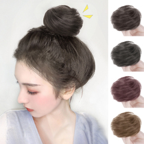 Real hair meatballs hair ring Ancient style wig female disc hair artifact Cute hair bag hair accessories fluffy bud lazy shape