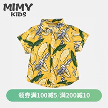 MIMY brand childrens clothing boys Hawaii beach wind new short-sleeved lapel flower shirt childrens thin top