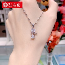 Yushang Fu s925 elegant Kitty sterling silver necklace Korean simple diamond choker fashion small fresh pendant