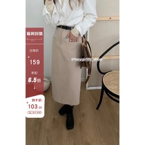 HEYGIRL black elder brother high waist thin long skirt female Korean version design sense temperament long skirt 2020 Autumn