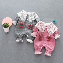 Female baby conjoined clothes spring and autumn outfits double-layer outer wearing ha clothes Net red cute Super Foreign Air climbing clothes Princess full moon