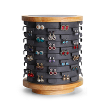 Jewelry display props rotating solid wood earrings display rack shop jewelry rack large capacity earring storage rack