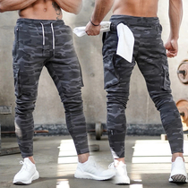 Spring and autumn muscles Muscle Brothers Fitness Pants Sport Long Pants Mens Pants Fitness Long Pants Multiple Pockets Zipper Running Training Pants