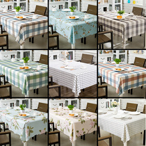 Tablecloth fabric Cotton and linen household tablecloth waterproof and oil-proof leave-in rectangular coffee table mat dining table Nordic high-end ins