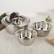  Stainless steel basin Household round soup basin Baking and egg beating basin Kitchen vegetable washing basin Stainless steel bowl and basin Rice basin small