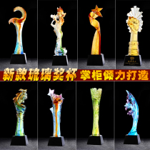 Creative glass crystal trophy customized personalized award trophy ordering company souvenir competition trophy