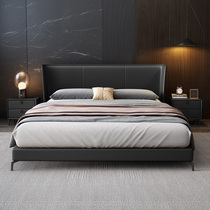 2021 New light luxury bed Italian minimalist ins Wind Net red leather bed modern simple master bedroom double storage bed