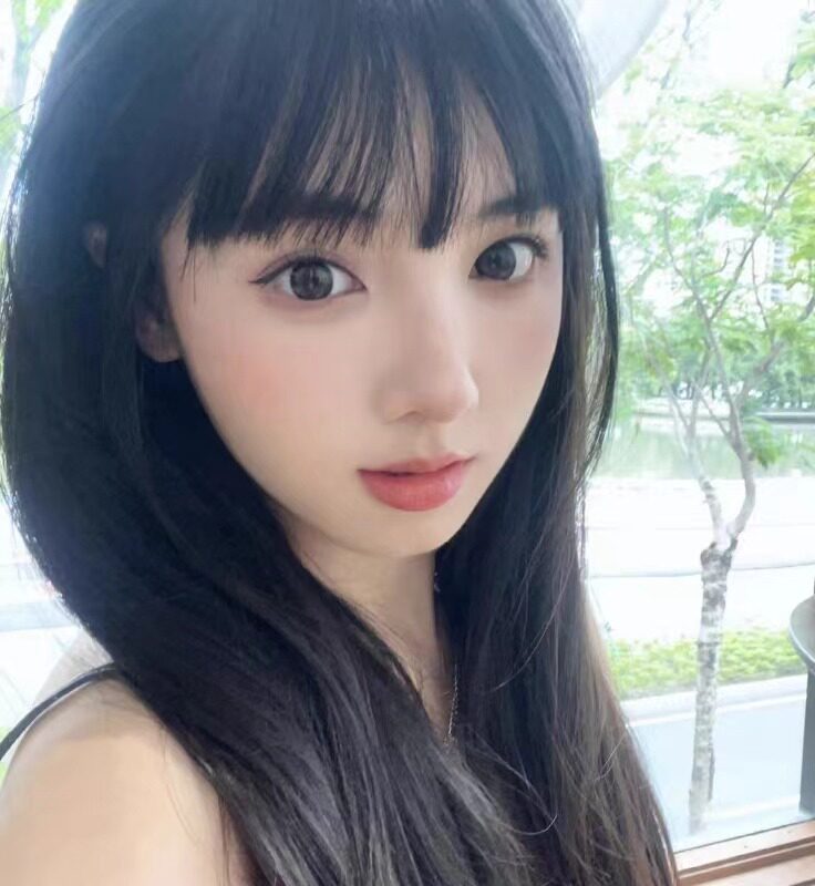 真我黑长直漫画齐刘海假发套 全真发整顶设计 自然隐形无痕贴合 长发飘逸顺滑