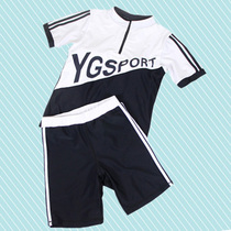 Korean girl swimsuit middle child 12-15 year old student big child sports five-point boxer pants sunscreen half sleeve split