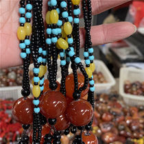 Pure natural silk red agate safe transfer beads for men and women with Jade chalcedony necklace sweater chain pendant