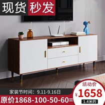 Bedroom TV cabinet master bedroom small apartment ultra-narrow high light luxury solid wood modern minimalist TV cabinet combination living room