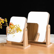 Sitting mirror new wooden desktop makeup mirror rotating HD vanity mirror beauty mirror simple dormitory desktop