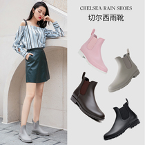 Non-slip rain shoes womens fashion models wear water shoes new waterproof lightweight rubber shoes summer Chelsea short tube rain boots