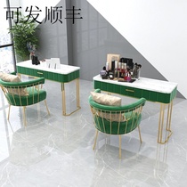 High-end Nordic Net Red Marble Nail Shop decorated nail tables and chairs suit Single double nail table double