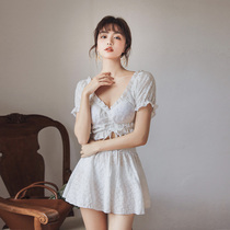 Swimsuit female 2021 new summer fairy fan white skirt hot spring vacation split Net red style fashion swimsuit