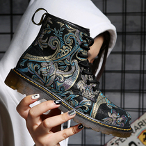 Autumn leather couple Martin boots overloading shoes mens tide Joker short boots personality high-top shoes British Chinese State tide boots