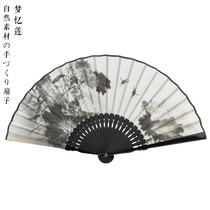 Chinese style ink painting series silk folding fan ancient style cheongsam dance fan Japanese bamboo fan small gift for friends