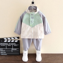 Boys spring and autumn suit 2021 new foreign style Korean version of the boy handsome clothes tide childrens spring baby two-piece set