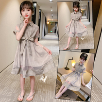 Korean girl dress summer 2021 new style foreign lady striped mesh skirt in the big childlike princess dress