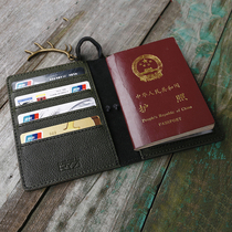 Original New Bull Skin Overseas Study Abroad Travel Passport Documents Collection Bag Handmade Genuine Leather Brief passport wallet wallet