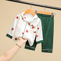Girls pajamas cotton set 2021 new spring and autumn clothes long sleeve children female baby Foreign style home clothing two-piece set