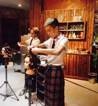 Barber shop guest robe work clothes big work clothes hairdressing shop Korean version work clothes bar cafe half apron clearance