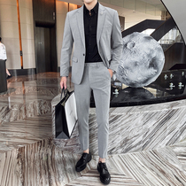 Suit suit mens trend Korean version of casual handsome two-piece temperament mens professional work clothes mens work suit
