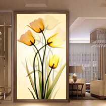 Customized art glass screen partition background wall aisle carving flower 3D high-definition inkjet painting home abstract drawing