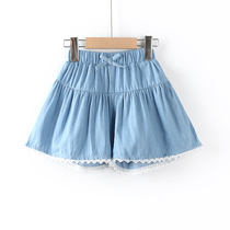 Girls thin jean shorts outside wearing summer clothes 2022 new ocean gas girls CUHK children pants loose skirt pants