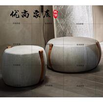 Nordic minimalist solid wood cloth art round sofa stool pedalling cap room dressing stool clothing shoe shop for shoe changing stool