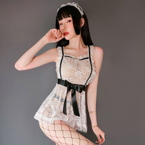 Sexy Lace Transparent Maid Uniform Seduction Eroy Underwear Belted Maid Dress Fire Spicy Teasing Sleeping Suit Suit