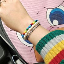 21 spring and summer rainbow color glass beads handmade Diy bohemian student best little bracelet female