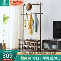 Solid Wood hanger floor bedroom coat rack home door change shoe stool shoe cabinet hanger integrated multifunctional hanger
