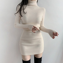 2020High neck long sleeve Hip Dress Dress women