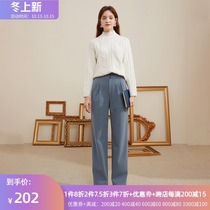 Three color 2020 autumn and winter womens New temperament high waist pure casual straight pants D046175K00