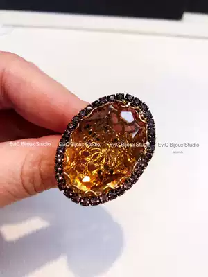 Big-name designer 24k gold-plated high-definition crystal ring