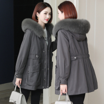 zqqz Parker coat womens long 2021 new fox fur collar Rex rabbit hair liner fur coat D412