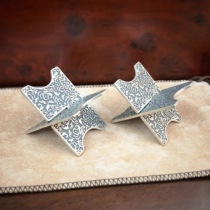 Cigar frame 925 pure silver retro carving process crafted by hand - made portable topography foldable rubbing silver cloth