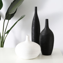 Black white Matt burnt small mouth brushed Ceramic Vase ornaments model room decorations flower arrangement modern