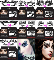 Halloween Christmas prom catwalk fashion makeup art eye patch eyeliner lace hollow eye shadow face sticker